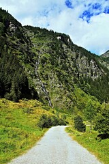 Austrian Alps-view on the path by the lake Riesachsee