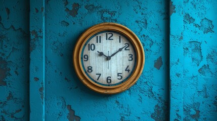   Clock on wall with peeling paint