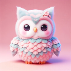 Cute furry owl toy in pastel colors. toys for kids. AI generated
