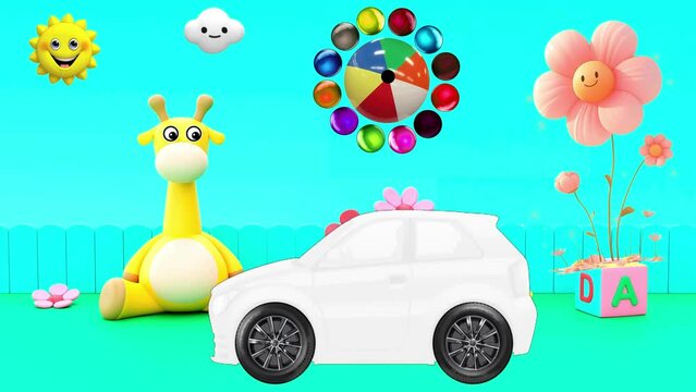 Car Green Colour Animation Kids Education Cartoon Video.mp4