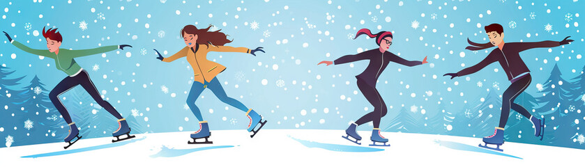 Obraz na płótnie Canvas Ice Skating Icecapades: Gliding, Spins, and Figure Skating Elegance