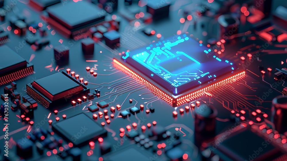 Poster 3d vector representation of an ai chip, symbolizing ai in science and business, as well as technolog
