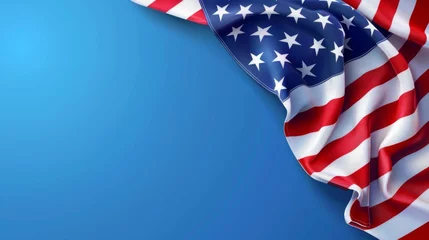 Foto op Plexiglas USA Labor Day Banner and poster template.USA labor day celebration with american flag on blue background .Sale promotion advertising banner template for USA Labor Day Brochures, Poster  © Denis