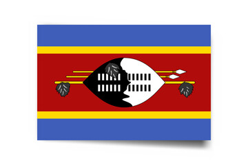 Eswatini flag - rectangle card with dropped shadow isolated on white background.