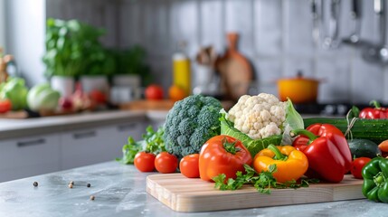 Obraz na płótnie Canvas fresh colorful vegetables in a modern kitchen design