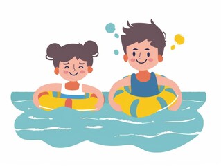 Child Learning to Swim with Parent Nearby in Pool Generative AI