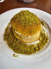  Hayrabolu dessert.Cheese and Pistachio Powder with buttercream. Kemalpasa.