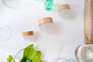 Laboratory tested cream in white glass container
