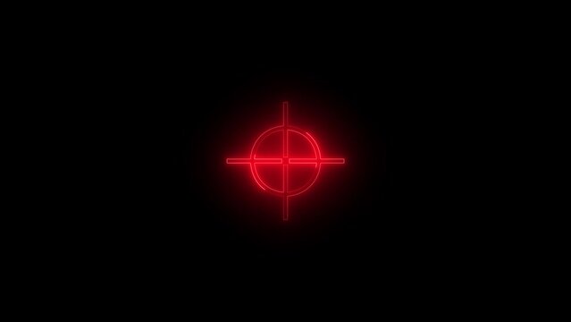 Neon glowing red color position tolerance icon animation black background