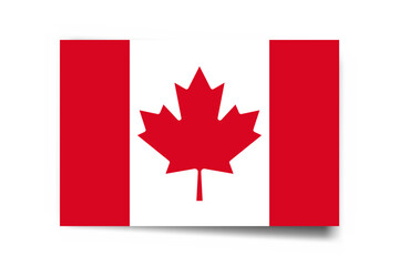Fototapeta na wymiar Canada flag - rectangle card with dropped shadow isolated on white background.