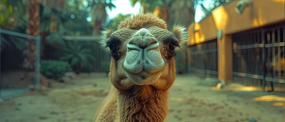 Rolgordijnen a camel that is looking at the camera © Masum