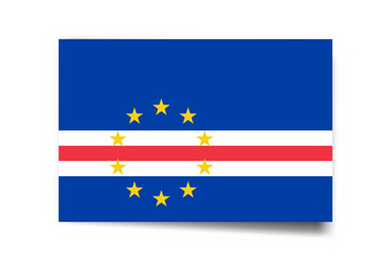 Cape Verde flag - rectangle card with dropped shadow isolated on white background.