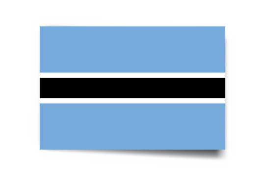 Botswana flag - rectangle card with dropped shadow isolated on white background.