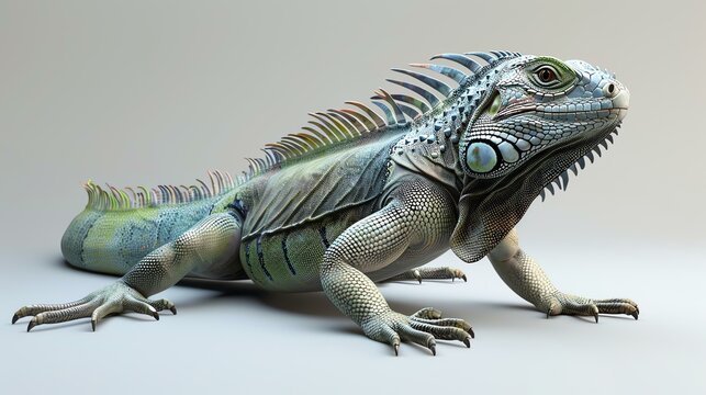 A green iguana is a large, arboreal lizard native to Central and South America. It is a popular pet and is often kept in terrariums.