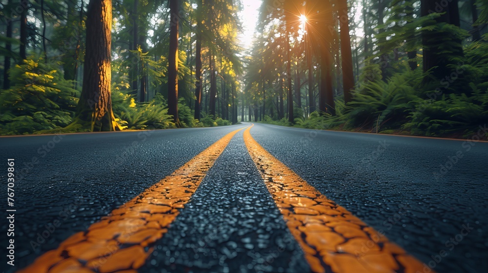 Poster an empty road is depicted with a blurred background to convey motion.