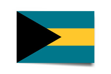 Bahamas flag - rectangle card with dropped shadow isolated on white background.