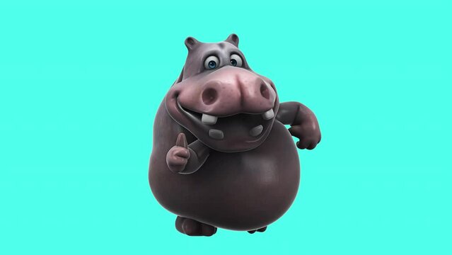 Fun 3D cartoon hippo with thumbs up and down (with alpha channel included)