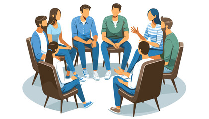 Group Therapy Session Vector Illustration