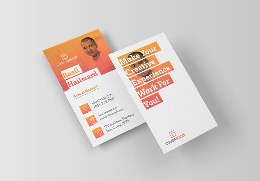 Creative Business Card Layout with Orange Accents