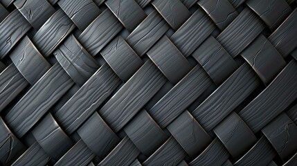 Black and gray wicker basket texture. The image is a close-up of the basket, showing the intricate weave of the wicker. - obrazy, fototapety, plakaty