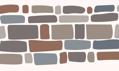 Natural stone wall. Bricks design. Sketch. Vector.
