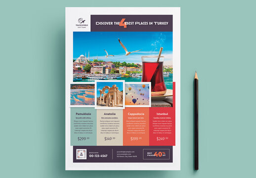 Travel Flyer Agency Layout with Colorful Accents