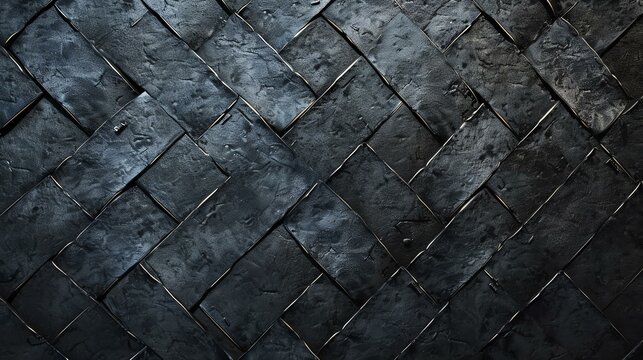 Black and gray geometric textured background. The image is dark and mysterious, with a hint of luxury.