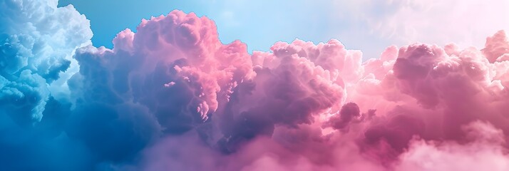Enchanting Cloudscape of Ethereal Pink and Blue Hues Surrounding a Serene Sky - obrazy, fototapety, plakaty