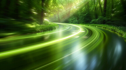 lime green motion blur background graphic. AI generative