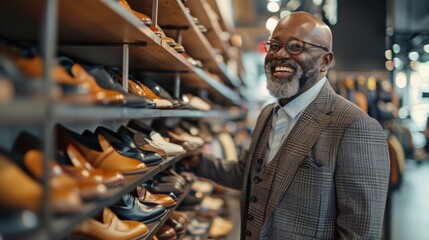 Customer is choosing shoes in the footwear store