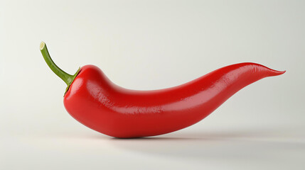 A 3D rendering of a red chili pepper on a white background. - obrazy, fototapety, plakaty