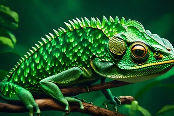 green lizard on a branch