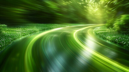 lime green motion blur background graphic. AI generative