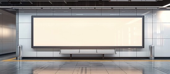 Blank spaces are available for advertisements in light box displays designed to mimic a subway setting in a horizontal layout.