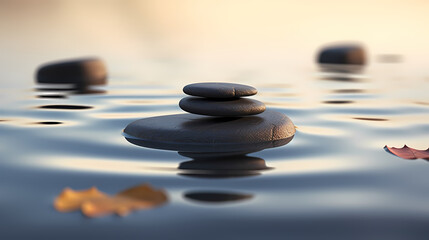 Fototapeta na wymiar Zen stones in water, tranquility, healthy lifestyle