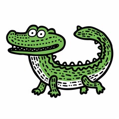 crocodile hand drawn character illustration