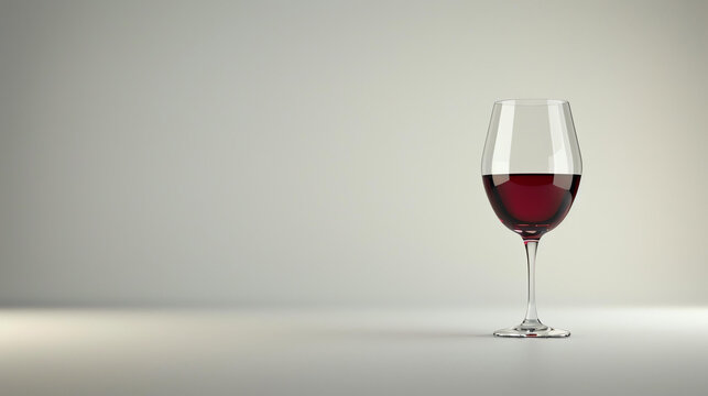 A simple and elegant image of a single red wine glass on a white background.