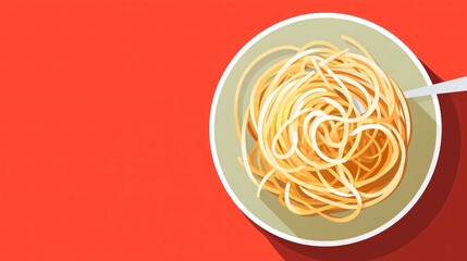 Flat Icon of Spaghetti Pasta
