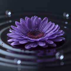 Beautiful purple flower in the water with ripple effect