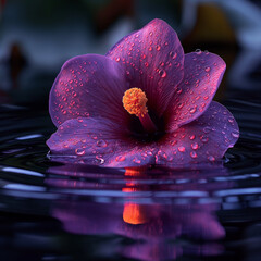 Beautiful purple flower in the water with ripple effect