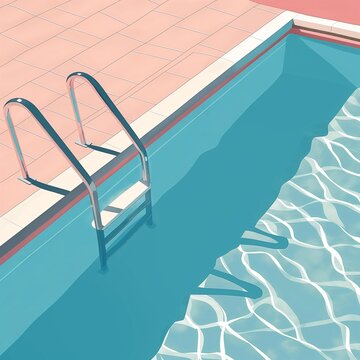 Minimalist Overhead Pool Illustration