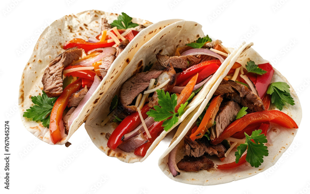 Wall mural sizzling fajitas: a culinary delight isolated on transparent background