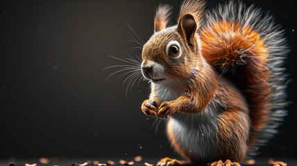 Curious Squirrel Holding a Nut Close-up