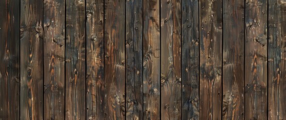 Dark brown wooden wall background with texture of old wood planks, seamless pattern for interior design. Wooden wallpaper for design, presentation or web banner.
