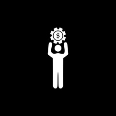 Business cash icon, save currency bank sign on black background