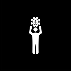 Business cash icon, save currency bank sign on black background