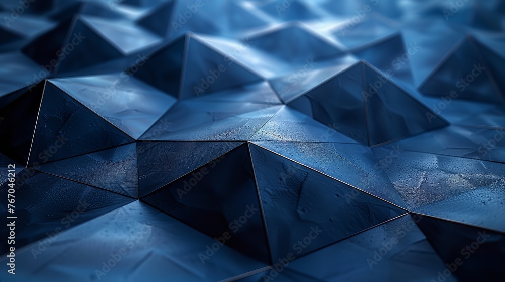 Poster abstract backdrop, dark blue and black triangle stripe polygon with line angle. generative ai