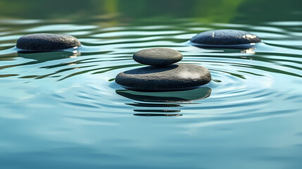Obraz na płótnie Canvas Stones floating on water, tranquility, healthy lifestyle