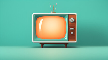 Vintage television on a painted wall background
