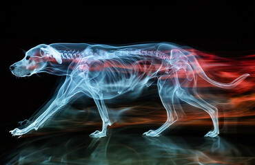 Obraz na płótnie Canvas X-ray Vision Artistic Dog in Motion